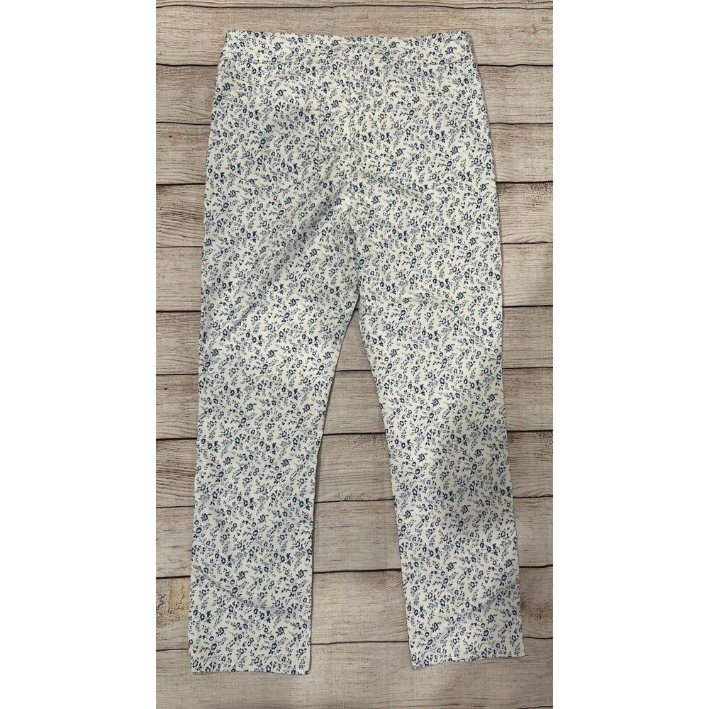 Mario Serrani Italy Blue White Floral Slim Fit Pants Tummy Control Ankle Small - Picture 3 of 6